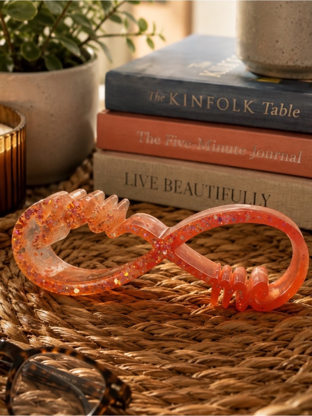 Orange Glitter Infinity Accent Love Decor
